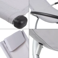 Schaukelliege mit Kopfstütze 155x45x125 cm Hellgrau aus Polyester mit Stahlrahmen-ECD Germany