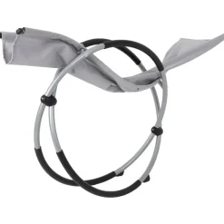 Schaukelliege mit Kopfstütze 155x45x125 cm Hellgrau aus Polyester mit Stahlrahmen-ECD Germany