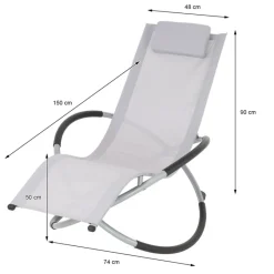 Schaukelliege mit Kopfstütze 155x45x125 cm Hellgrau aus Polyester mit Stahlrahmen-ECD Germany