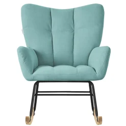 Schaukelstuhl mit Armlehnen in Frottee Salbei bis 120 kg Naturholz Schaukelsessel Relaxstuhl-ECD Germany Sale