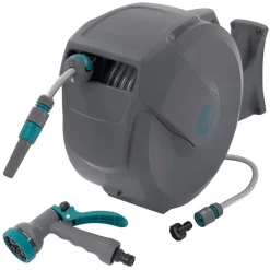 Schlauchaufroller 30m+2m Schlauchtrommel Wand-Schlauchbox RollUp mit Arretierstop und 9 Sprühfunktionen 180° Schwenkbar-ECD Germany New