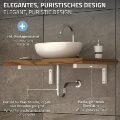 Wandkonsole Regalhalterung 2er Set 400 x 150 mm weiß aus Stahl ML-Design-ECD Germany Best