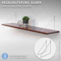 Wandkonsole Regalhalterung 2er Set 250 x 250 mm Silber aus Stahl ML-Design-ECD Germany Online