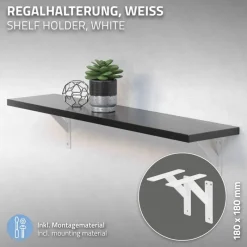 Wandkonsole Regalhalterung 2er Set 180 x 180 mm Weiß aus Aluminium ML-Design-ECD Germany Online