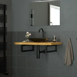 Wandkonsole Regalhalterung 2er Set 450 x 150 mm schwarz aus Stahl ML-Design-ECD Germany Discount