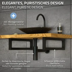 Wandkonsole Regalhalterung 2er Set 450 x 150 mm schwarz aus Stahl ML-Design-ECD Germany Discount
