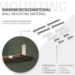 Wandkonsole Regalhalterung 2er Set 200 x 140 mm Grau Stahl ML-Design-ECD Germany Clearance