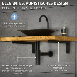 Wandkonsole Regalhalterung 2er Set 400 x 150 mm schwarz aus Stahl ML-Design-ECD Germany Hot