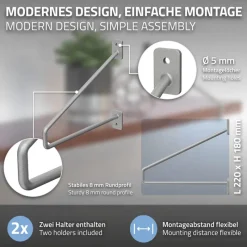 Wandkonsole Regalhalterung 2er Set 220 x 180 mm Grau aus Stahl ML-Design-ECD Germany Online