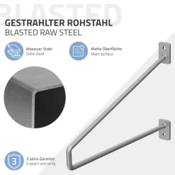 Wandkonsole Regalhalterung 2er Set 265 x 180 mm Grau aus Stahl ML-Design-ECD Germany