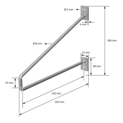 Wandkonsole Regalhalterung 2er Set 265 x 180 mm Grau aus Stahl ML-Design-ECD Germany