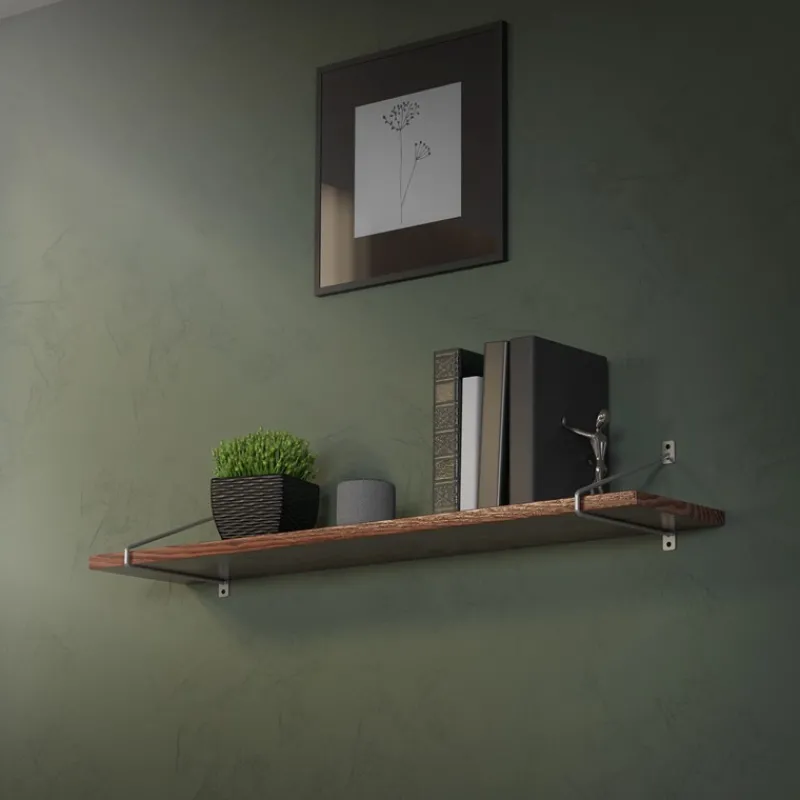 Wandkonsole Regalhalterung 2er Set 265 x 180 mm Grau aus Stahl ML-Design-ECD Germany