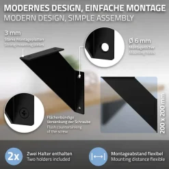 Wandkonsole Regalhalterung 2er Set 200 x 200 mm Schwarz aus Stahl ML-Design-ECD Germany