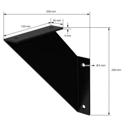 Wandkonsole Regalhalterung 2er Set 200 x 200 mm Schwarz aus Stahl ML-Design-ECD Germany