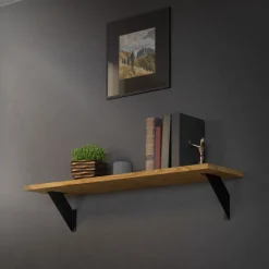 Wandkonsole Regalhalterung 2er Set 200 x 200 mm Schwarz aus Stahl ML-Design-ECD Germany