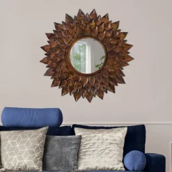 Wandspiegel Ø 73 cm Braun aus Glas mit Metallrahmen WOMO-Design-ECD Germany Hot