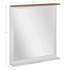 Wandspiegel Natur/Weiß 80x76 cm aus massivem Mangoholz WOMO-Design-ECD Germany