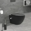 Wand-WC Hänge Toilette aus Keramik Matt Schwarz 54 cm lang Spülrandlos mit Bidet & Softclose Luxebath-ECD Germany Sale
