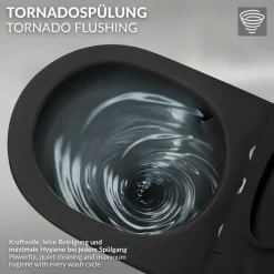 Wand-WC Hänge Toilette aus Keramik Matt Schwarz 54 cm lang Spülrandlos mit Softclose Luxebath-ECD Germany Outlet