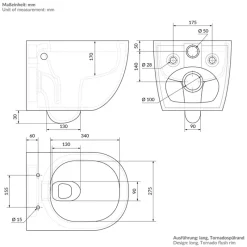 Wand-WC Hänge Toilette aus Keramik Matt Schwarz 54 cm lang Spülrandlos mit Softclose Luxebath-ECD Germany Outlet