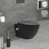 Wand-WC Hänge Toilette aus Keramik Matt Schwarz 54 cm lang Spülrandlos mit Bidet, Nanoversiegelung & Softclose Luxebath-ECD Germany Hot