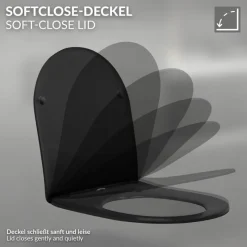 Wand-WC Hänge Toilette aus Keramik Schwarz matt 49cm lang Spülrandlos mit Nanoversiegelung & Softclose LuxeBath-ECD Germany