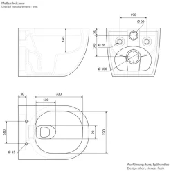 Wand-WC Hänge Toilette aus Keramik Schwarz matt 49cm lang Spülrandlos mit Nanoversiegelung & Softclose LuxeBath-ECD Germany