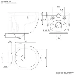 Wand-WC Hänge Toilette aus Keramik Matt Schwarz 54 cm lang Spülrandlos mit Nanoversiegelung & Softclose Luxebath-ECD Germany Sale