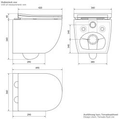 Wand-WC Hänge Toilette aus Keramik Matt Schwarz 49 cm lang Spülrandlos mit Nanoversiegelung & Softclose Luxebath-ECD Germany Sale
