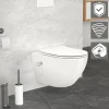 Wand-WC Hänge Toilette aus Keramik 54 cm lang Spülrandlos mit Bidet, Nanoversiegelung & Softclose Luxebath-ECD Germany