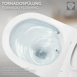 Wand-WC Hänge Toilette aus Keramik 54 cm lang Spülrandlos mit Bidet, Nanoversiegelung & Softclose Luxebath-ECD Germany