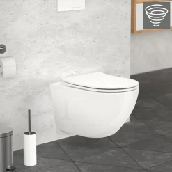 Wand-WC Hänge Toilette aus Keramik 54 cm lang Spülrandlos mit Softclose Luxebath-ECD Germany Discount