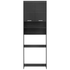 Waschmaschinenschrank Waschmaschinen Regal 63x24x187,5 cm mit 2 Türen und 2 Ablagen in Dunkelgrau ML-Design-ECD Germany Sale
