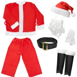 Weihnachtsmann Kostüm 7-Teilig Rot/Weiß One Size aus Polyester-ECD Germany Sale