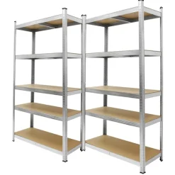 Werkstattregal 2er Set 200x100x50 cm Silber aus MDF und Metall bis 750 kg-ECD Germany