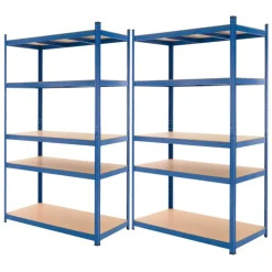 Werkstattregal 2er Set 200x100x50 cm Blau aus Metall und MDF Holzfaserplatte bis 875 kg-ECD Germany Hot