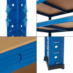 Werkstattregal 2er Set 200x100x50 cm Blau aus Metall und MDF Holzfaserplatte bis 875 kg-ECD Germany Hot