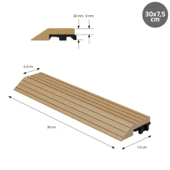 WPC Abschlussleiste 30x2x7,5 cm für WPC Bodenfliese gerade Teak ML-Design-ECD Germany Clearance