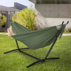 XXL Hängematte mit Stahlgestell bis 250 kg Khaki inkl. Tragetasche ML-Design-ECD Germany Discount